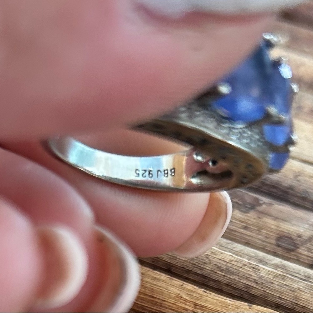 Tanzanite-Colored Crystal Band Ring – Silver size 8 - Picture 7 of 8